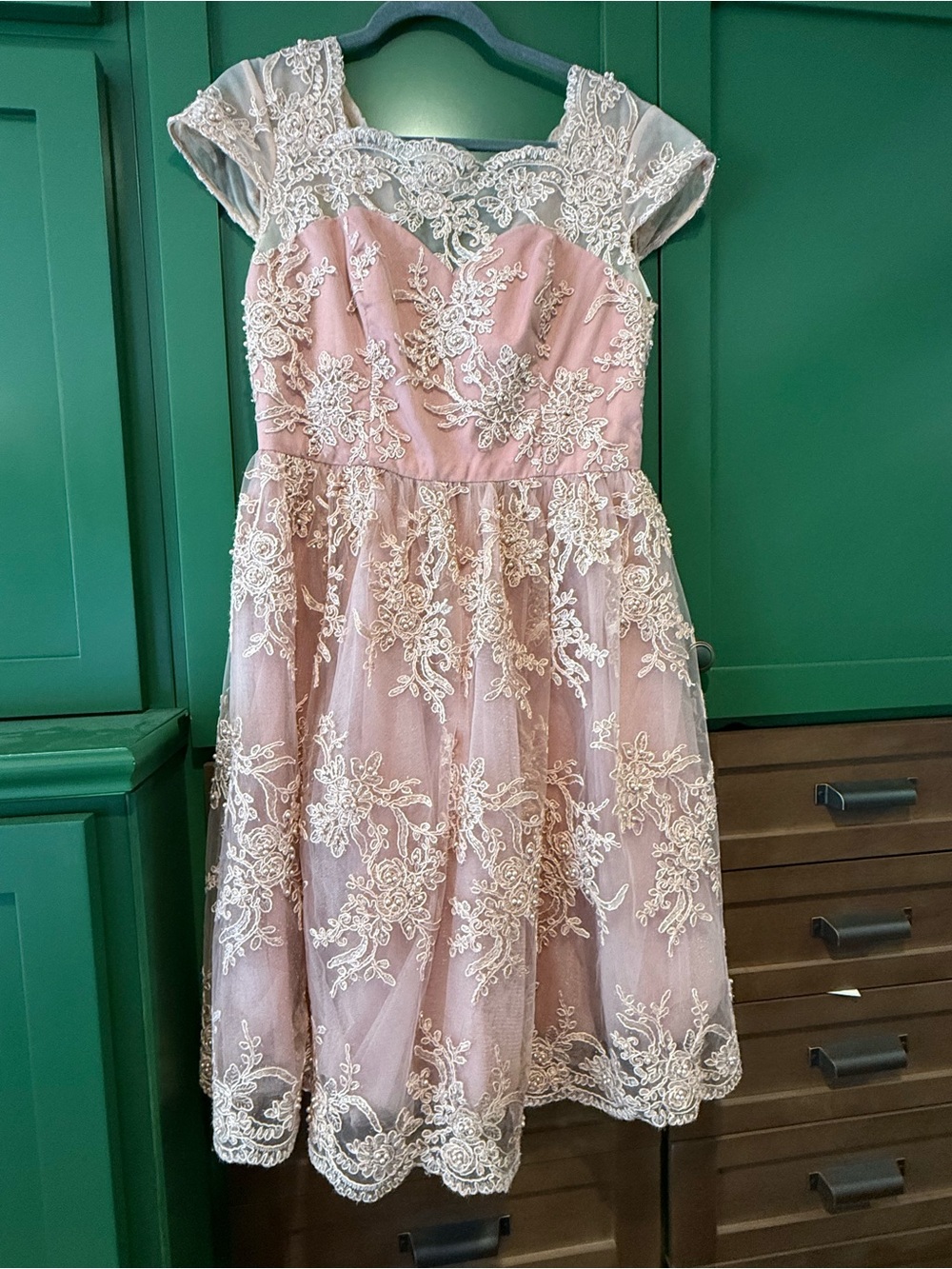 Chi Chi London Pink Lace Embroidered Party Dress